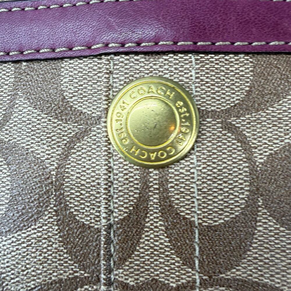 Coach Chelsea Heritage Signature Stripe Tote Bag Lilac Vintage Classic Y2K VTG - Picture 3 of 15